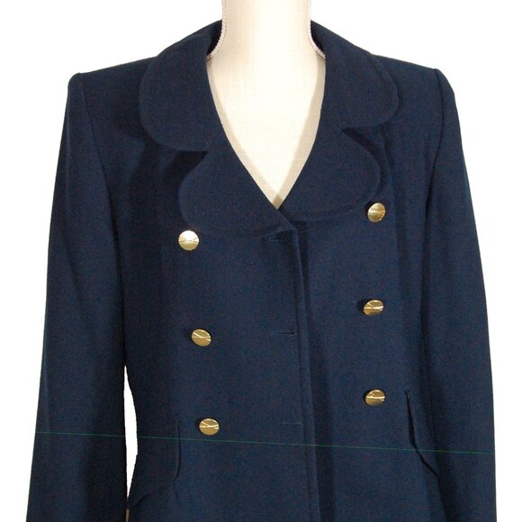 Vintage Jules Miller 6 Button Navy Double Breasted Blazer Size 12 - Picture 1 of 15